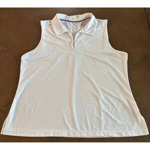 Lillie Green White Sleeveless Keyhole‎ Tennis Golf Pickleball Polo Shirt Top XL